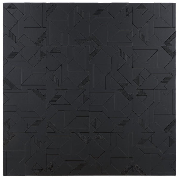 Safavieh Emery Geometric Relief MDF Wall Panel Sculptural Matte Black Modern Decor Art WDC5023A