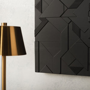 Safavieh Emery Geometric Relief MDF Wall Panel Sculptural Matte Black Modern Decor Art WDC5023A