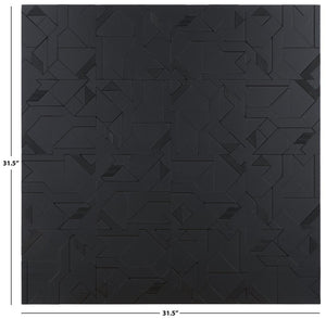 Safavieh Emery Geometric Relief MDF Wall Panel Sculptural Matte Black Modern Decor Art WDC5023A