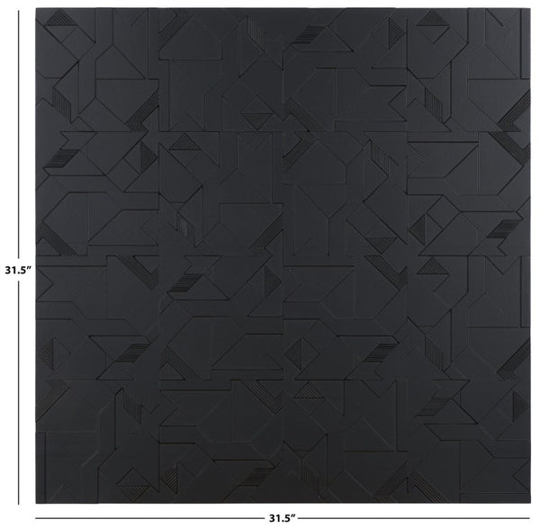 Safavieh Emery Geometric Relief MDF Wall Panel Sculptural Matte Black Modern Decor Art WDC5023A