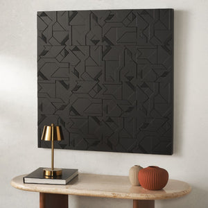 Safavieh Emery Geometric Relief MDF Wall Panel Sculptural Matte Black Modern Decor Art WDC5023A