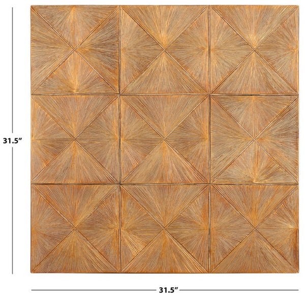 Safavieh Marlow Gold Geometric Resin Wall Art Square Sculptural Panel for Modern Living Spaces WDC5024A