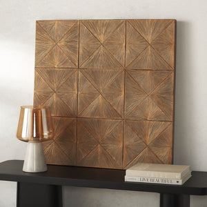 Safavieh Marlow Gold Geometric Resin Wall Art Square Sculptural Panel for Modern Living Spaces WDC5024A