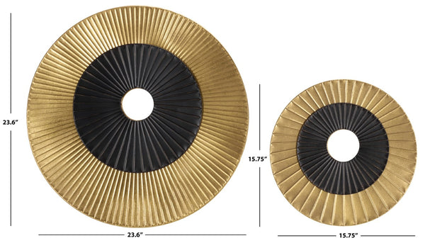 Safavieh Cathy Iron Wall Art Set of 2 Square Panels in Two Tone Gold Black Glam Decor WDC5026A