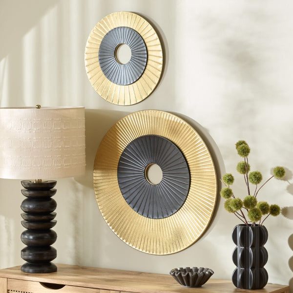 Safavieh Cathy Iron Wall Art Set of 2 Square Panels in Two Tone Gold Black Glam Decor WDC5026A