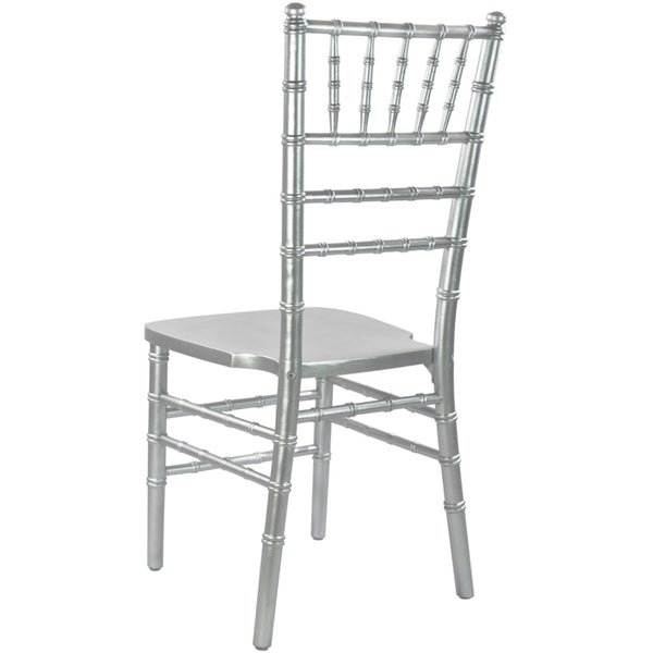 English Elm Advantage Chiavari Chair - Elegant, Durable Seating for Weddings, Banquets & Upscale Events Silver WDCHI-S