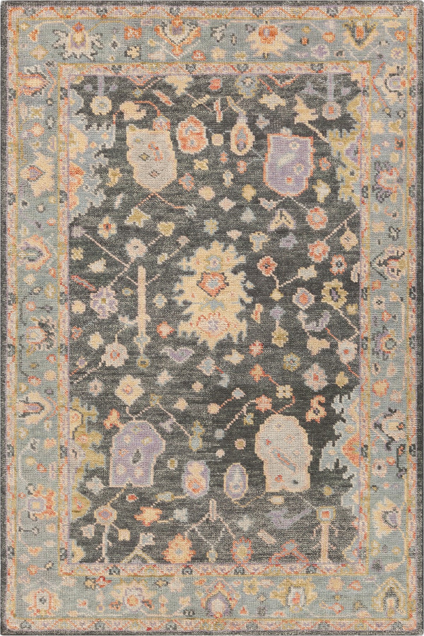 Chandra Rugs Hand Knotted Traditional Rug – Exquisite Artistry, Luxurious Wool Blend, Timeless Elegance For Your Home Black,Blue,Orange,Multi Wool + Cotton Wen58100-79106