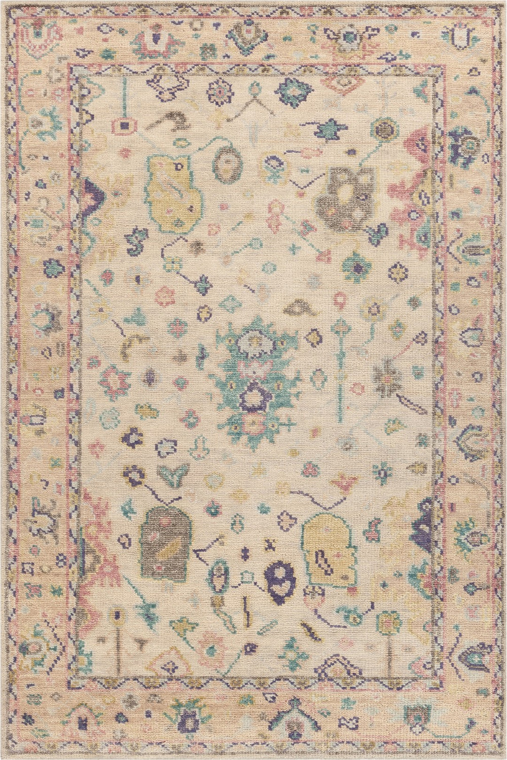 Chandra Rugs Hand Knotted Traditional Rug - Exquisite Craftsmanship, Luxurious Wool Blend, Timeless Home Decor Elegance Ivory,Tan,Green,Multi Wool + Cotton Wen58101-576