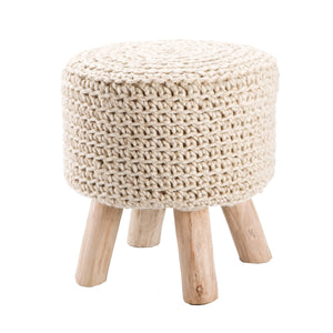 Jaipur Living Jaipur Living Montana Hand-woven Wool Accent Stool with Tapered Wood Legs Cream POF100360