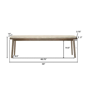 Lh Imports West Bench 59" - Sand: Stylish Upholstered Seating With Ample Storage, Perfect For Any Space! Beige Solid Acacia,Plywood,Fabric,Pu Foam,Polyester Fiber Batting Wes016-s