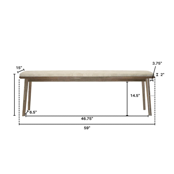 Lh Imports West Bench 59" - Sand: Stylish Upholstered Seating With Ample Storage, Perfect For Any Space! Beige Solid Acacia,Plywood,Fabric,Pu Foam,Polyester Fiber Batting Wes016-s