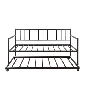 English Elm [not Allowed] Twin Daybed with Trundle Scrolled Metal Spindles Hardwood Posts Guest Room WF189880AAB