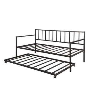 English Elm [not Allowed] Twin Daybed with Trundle Scrolled Metal Spindles Hardwood Posts Guest Room WF189880AAB