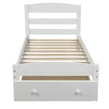 Hearth and Haven Solstara Twin Size Platform Bed with Built-in Slat Foundation, White WF191655AAK