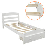 Hearth and Haven Solstara Twin Size Platform Bed with Built-in Slat Foundation, White WF191655AAK