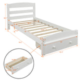 Hearth and Haven Solstara Twin Size Platform Bed with Built-in Slat Foundation, White WF191655AAK