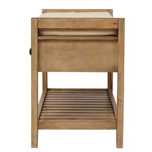 English Elm Trexm Farmhouse Pine Entryway Bench with Cushioned Seat Drawers and Shoe Rack Old Pine WF195386AAD