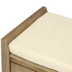 English Elm Trexm Farmhouse Pine Entryway Bench with Cushioned Seat Drawers and Shoe Rack Gray Wash WF195386AAN