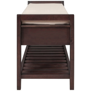 English Elm Trexm Farmhouse Pine Entryway Bench with Cushioned Seat Drawers and Shoe Rack Espresso WF195386AAP
