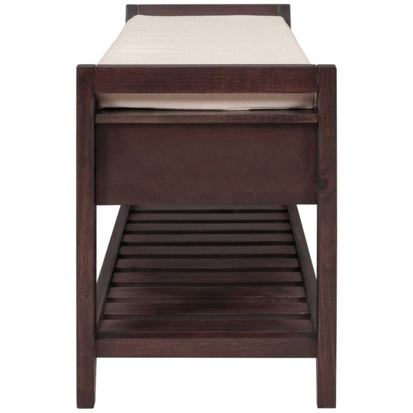 English Elm Trexm Farmhouse Pine Entryway Bench with Cushioned Seat Drawers and Shoe Rack Espresso WF195386AAP