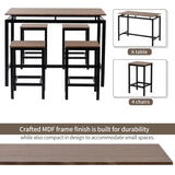 Hearth and Haven Theodore 5 Pieces Counter Height Dining Table Set with 4 Chairs, Dark Brown