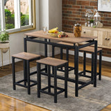 Hearth and Haven Theodore 5 Pieces Counter Height Dining Table Set with 4 Chairs, Dark Brown
