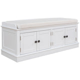 Hearth and Haven Eli Storage Bench with 4 Doors and Adjustable Shelves, White WF284227AAK