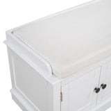 Hearth and Haven Eli Storage Bench with 4 Doors and Adjustable Shelves, White WF284227AAK