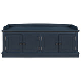 Hearth and Haven Eli Storage Bench with 4 Doors and Adjustable Shelves, Antique Navy WF284227AAM