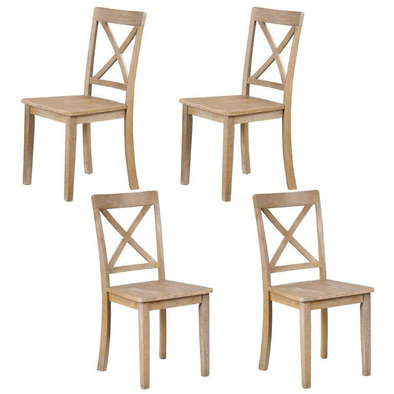 English Elm Orisfur. Solid Wood Dining Chair Set of 4 for Farmhouse or Modern Kitchen Tables WF285111AAL