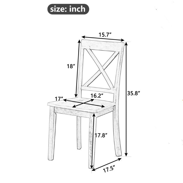 English Elm Orisfur. Solid Wood Dining Chair Set of 4 for Farmhouse or Modern Kitchen Tables WF285111AAL