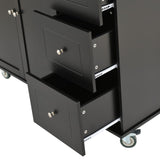 Hearth and Haven Rose Mobile Kitchen Island with Drop Leaf and Locking Wheels, Black