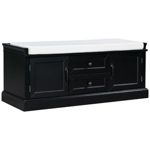 English Elm Trexm Entryway Storage Bench with Drawers Cabinets and Removable Velvet Cushion Black WF288172AAB