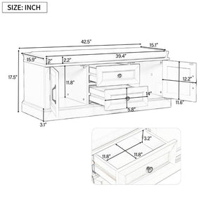 English Elm Trexm Entryway Storage Bench with Drawers Cabinets and Removable Velvet Cushion Black WF288172AAB