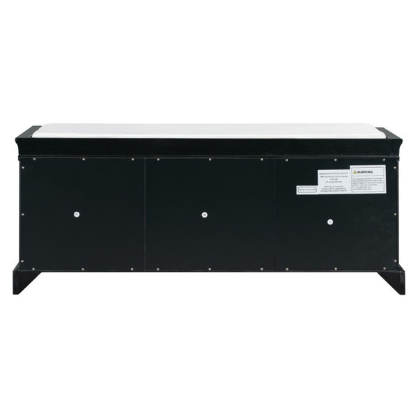 English Elm Trexm Entryway Storage Bench with Drawers Cabinets and Removable Velvet Cushion Black WF288172AAB