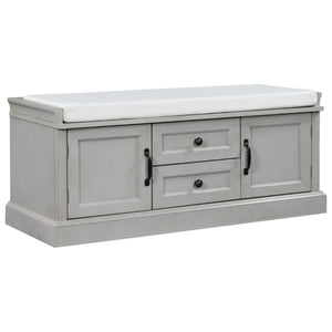 English Elm Trexm Entryway Storage Bench with Drawers Cabinets and Removable Velvet Cushion Gray Wash WF288172AAE