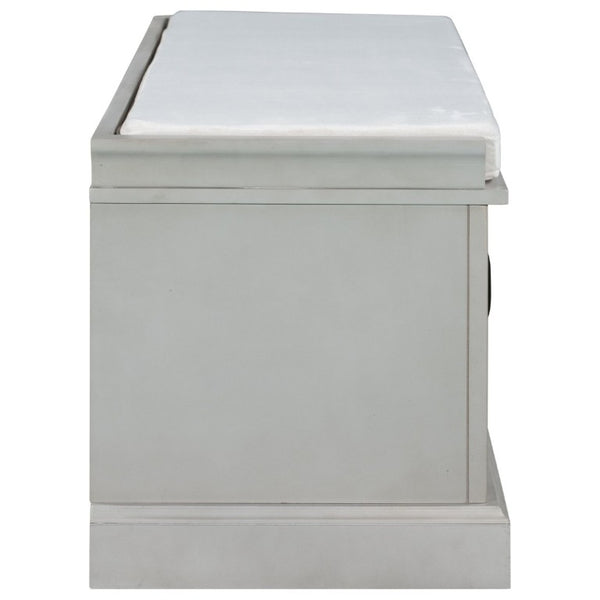 English Elm Trexm Entryway Storage Bench with Drawers Cabinets and Removable Velvet Cushion Gray Wash WF288172AAE