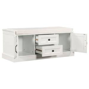 English Elm Trexm Entryway Storage Bench with Velvet Cushion Drawers Cabinets Farmhouse White WF288172AAK