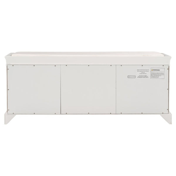 English Elm Trexm Entryway Storage Bench with Velvet Cushion Drawers Cabinets Farmhouse White WF288172AAK
