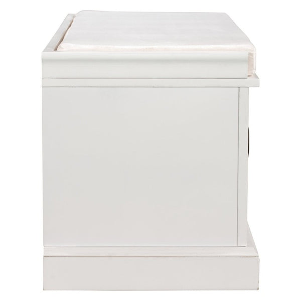 English Elm Trexm Entryway Storage Bench with Velvet Cushion Drawers Cabinets Farmhouse White WF288172AAK