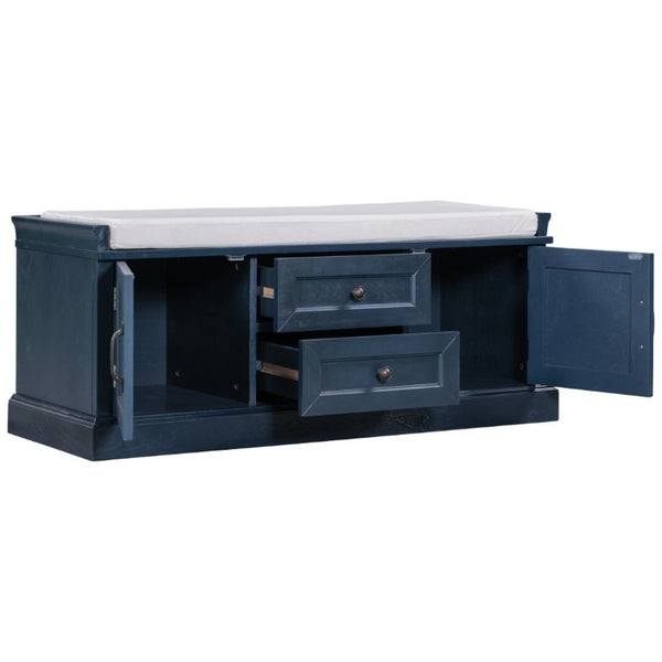 English Elm Trexm Entryway Storage Bench with Velvet Cushion Drawers Cabinets Antique Farmhouse WF288172AAM