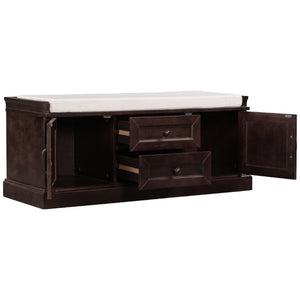 English Elm Trexm Entryway Storage Bench with Drawers Cabinets and Removable Velvet Cushion Espresso WF288172AAP