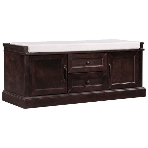 English Elm Trexm Entryway Storage Bench with Drawers Cabinets and Removable Velvet Cushion Espresso WF288172AAP