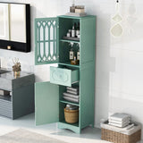 Hearth and Haven Lydia Tall Bathroom Cabinet with Drawer and Acrylic Door, Green