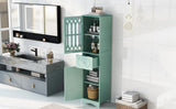 Hearth and Haven Lydia Tall Bathroom Cabinet with Drawer and Acrylic Door, Green