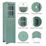 Hearth and Haven Lydia Tall Bathroom Cabinet with Drawer and Acrylic Door, Green