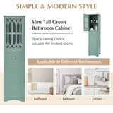 Hearth and Haven Lydia Tall Bathroom Cabinet with Drawer and Acrylic Door, Green