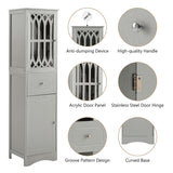 Hearth and Haven Lydia Tall Bathroom Cabinet with Drawer and Acrylic Door, Grey