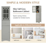 Hearth and Haven Lydia Tall Bathroom Cabinet with Drawer and Acrylic Door, Grey