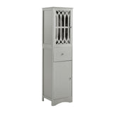 Hearth and Haven Lydia Tall Bathroom Cabinet with Drawer and Acrylic Door, Grey